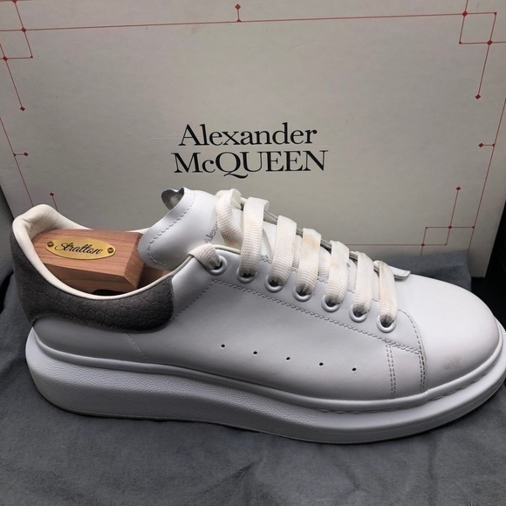 Alexander McQueen White Grey Suede Platforms